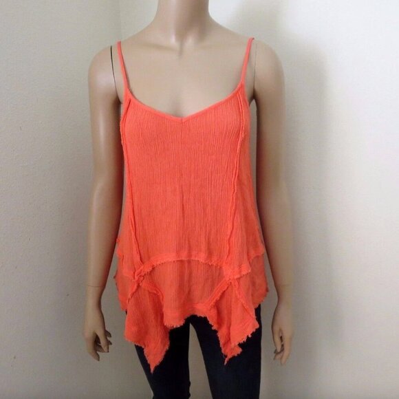 Hollister Womens Gauze Flowy Tank Top Size Small Orange Open Back - Picture 1 of 4